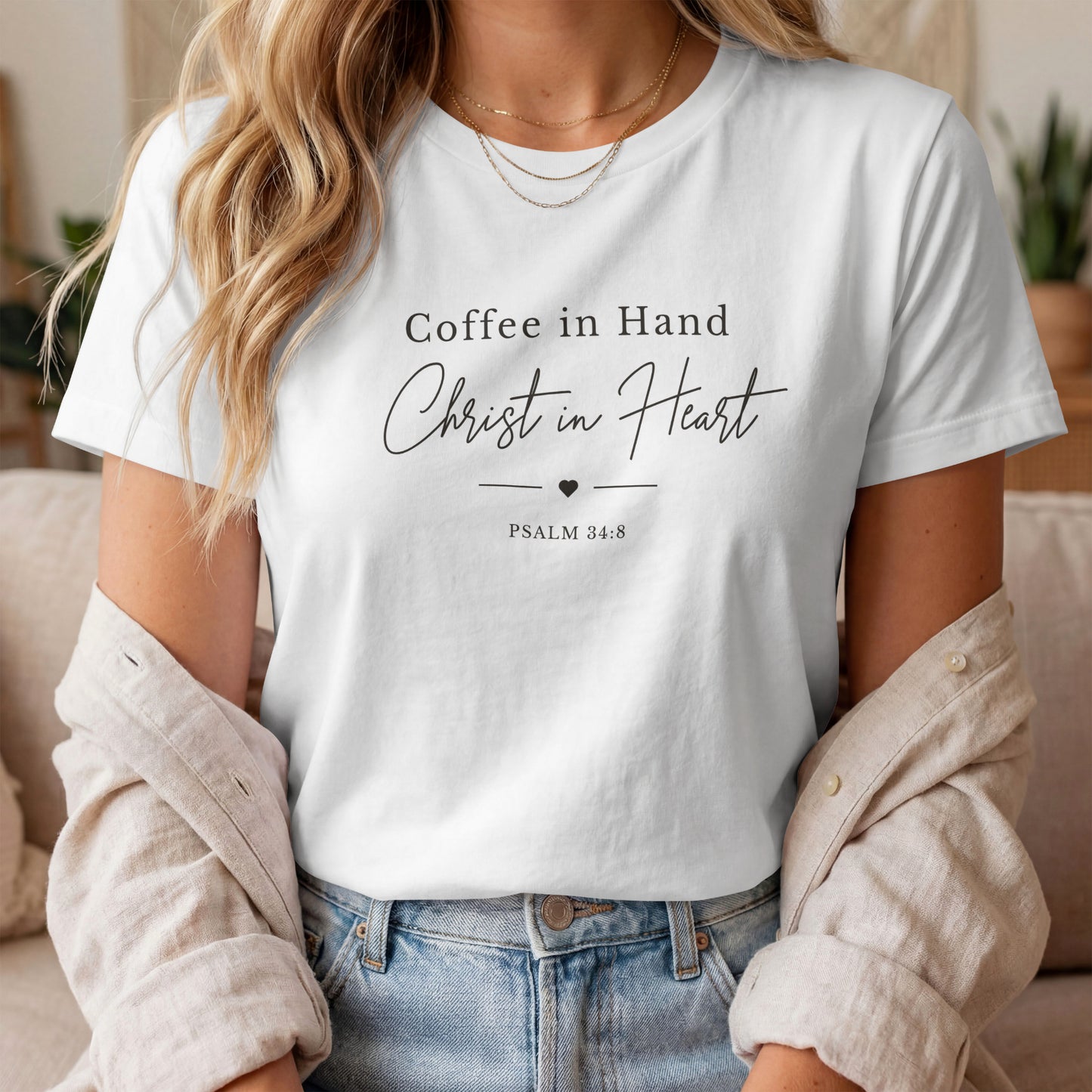 Coffee in Hand Jesus in Heart T-Shirt (Lights)
