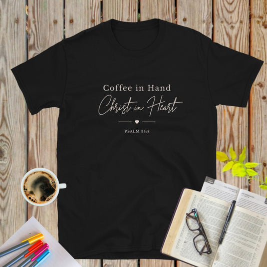 Coffee in Hand Jesus in Heart T-Shirt (Darks)
